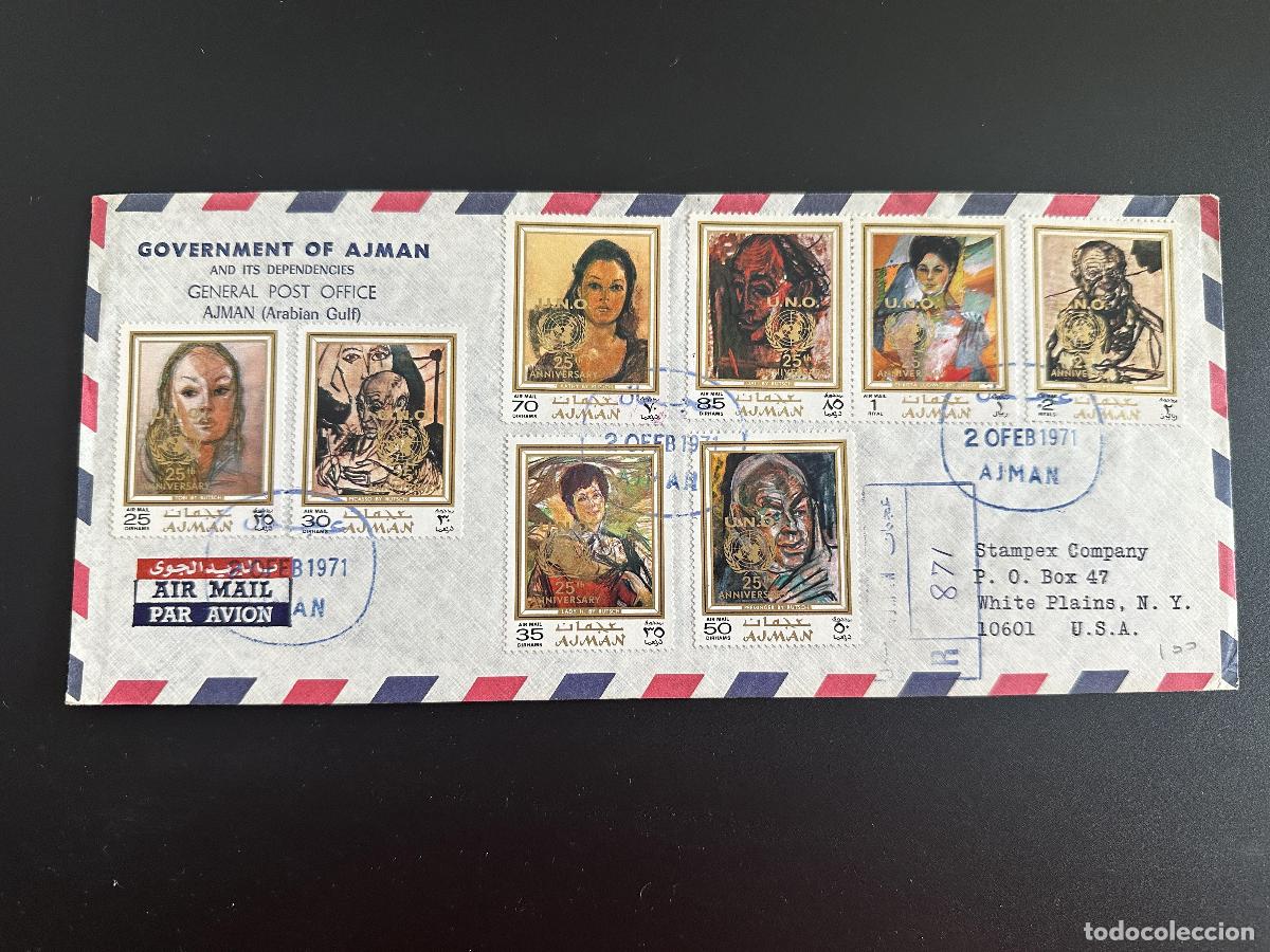 Sellos: Ajman 1971 Mi. 718 - 725 Cartas certificadas pinturas sobreimpresi&oacute;n Naciones Unidas ONU
