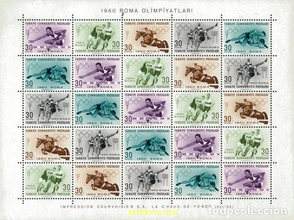 Sellos: 120316 MNH TURQUIA 1960 17 JUEGOS OLIMPICOS VERANO ROMA 1960