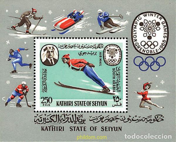Sellos: 70986 MNH KATHIRI. Estado de Seiyun 1967 10 JUEGOS OLIMPICOS INVIERNO GRENOBLE 1968