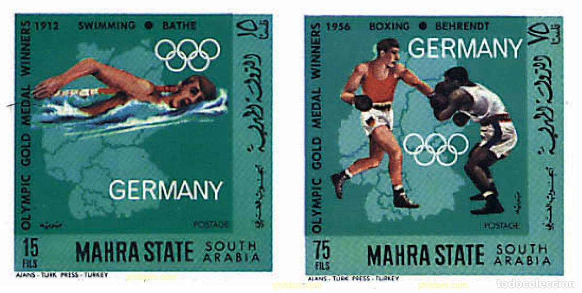 Sellos: 627494 MNH MAHRA 1968 MEDALLISTAS ALEMANES DE LOS JUEGOS OLIMPICOS