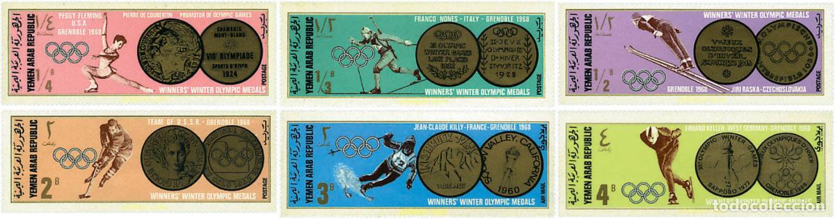 Sellos: 73221 MNH YEMEN. Rep&uacute;blica &aacute;rabe 1968 MEDALLAS DE ORO DE LOS JUEGOS OLIMPICOS DE INVIERNO
