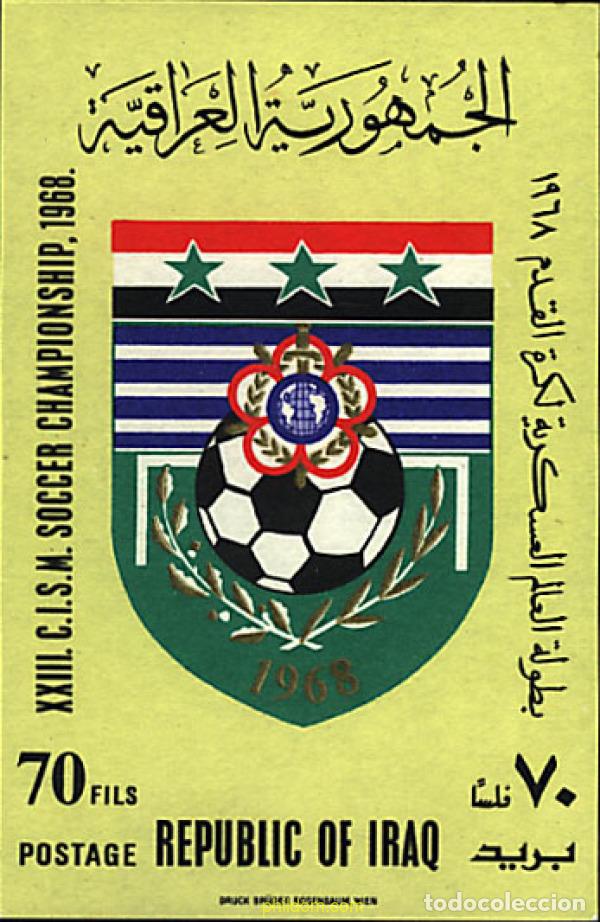 Sellos: 41917 MNH IRAQ 1968 23 CAMPEONATOS DE FUTBOL DEL COMITE INTERNACIONAL DE DEPORTES MILITARES.