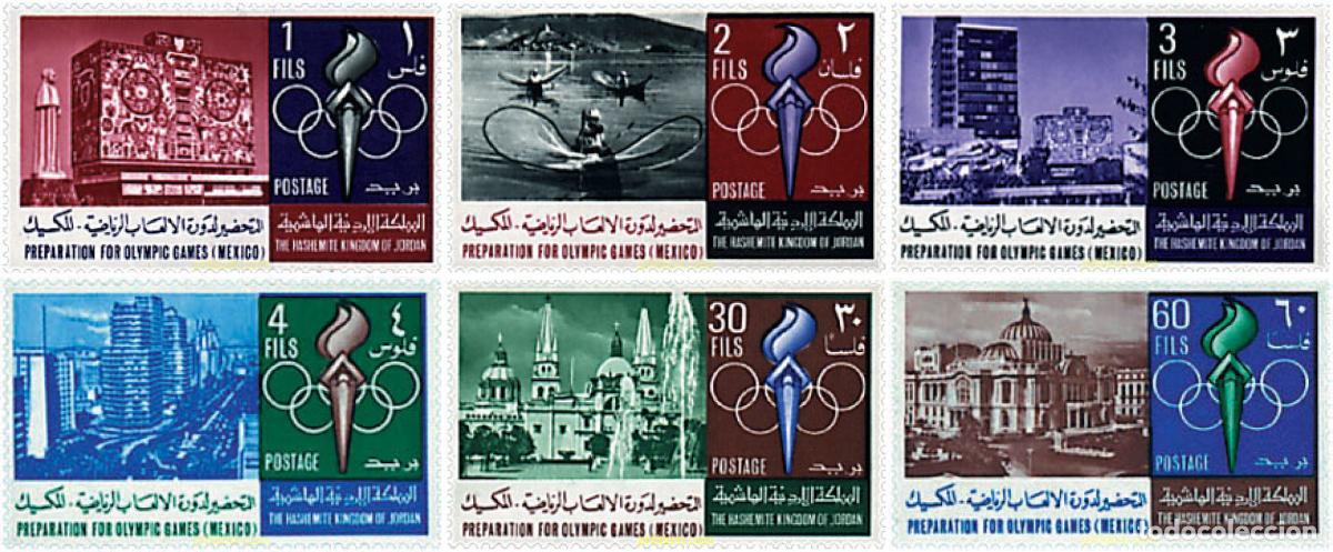 Sellos: 280880 HINGED JORDANIA 1967 19 JUEGOS OLIMPICOS VERANO MEXICO 1968