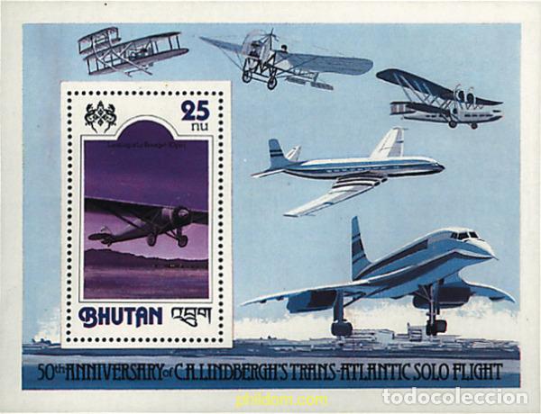 Sellos: 79693 MNH BHUTAN 1978 50 ANIVERSARIO DEL VUELO TRANSATLANTICO.