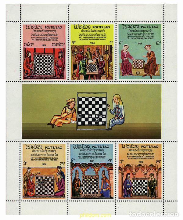 Sellos: 11635 MNH LAOS 1984 60 ANIVERSARIO DE LA FEDERACION INTERNACIONAL DE AJEDREZ