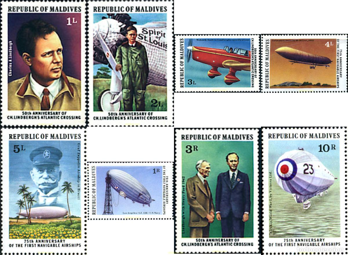 Sellos: 27794 MNH MALDIVAS 1977 50 ANIVERSARIO DE LA TRAVESIA DEL ATLANTICO NORTE