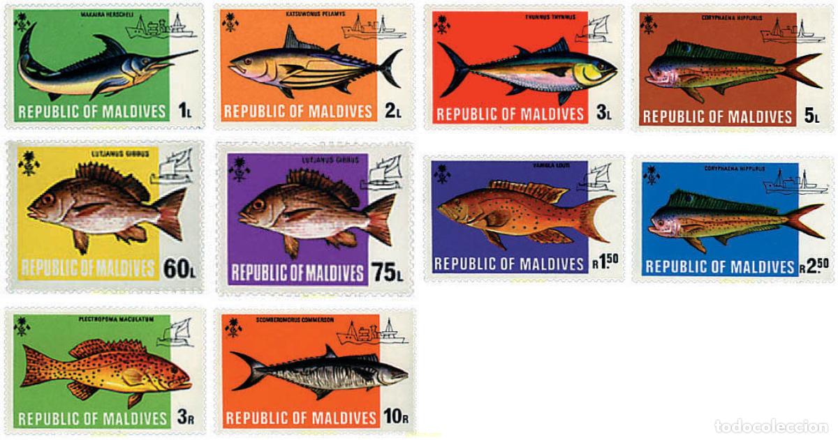 Sellos: 76554 MNH MALDIVAS 1973 PECES