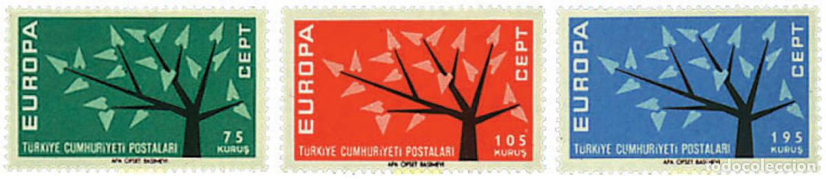 Sellos: 62077 MNH TURQUIA 1962 EUROPA CEPT. ARBOL CON 19 HOJAS