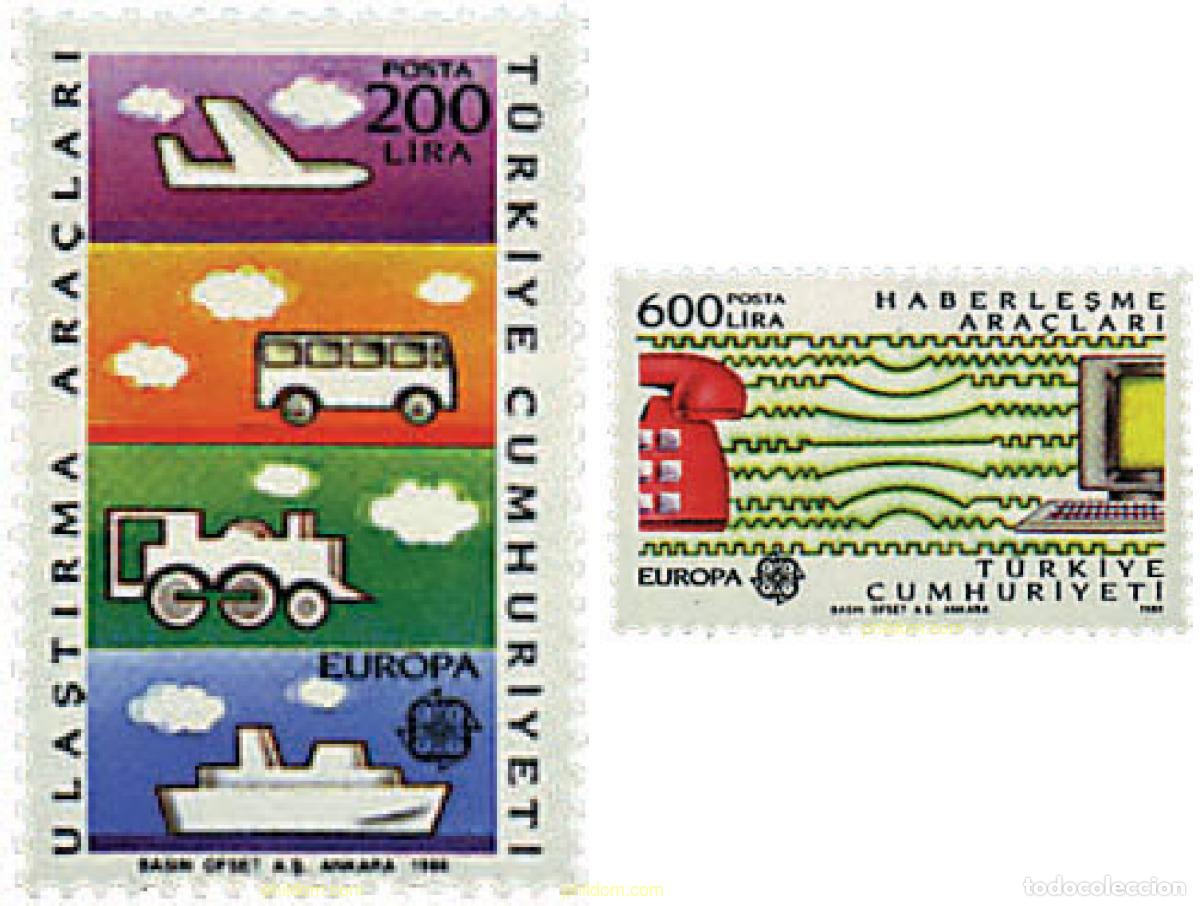 Sellos: 62710 MNH TURQUIA 1988 EUROPA CEPT. TRANSPORTE Y MEDIOS DE COMUNICACION
