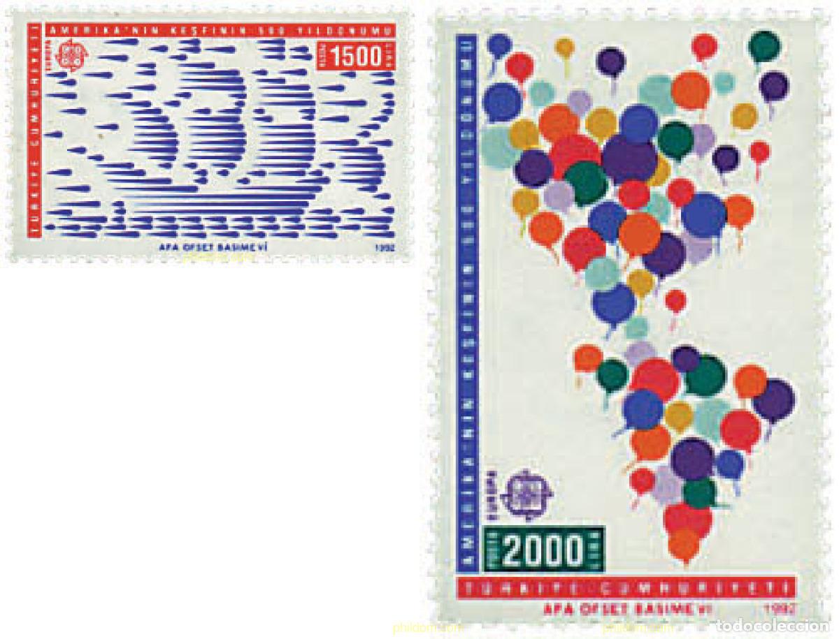 Sellos: 62834 MNH TURQUIA 1992 EUROPA CEPT. 500 ANIVERSARIO DEL DESCUBRIMIENTO DE AMERICA