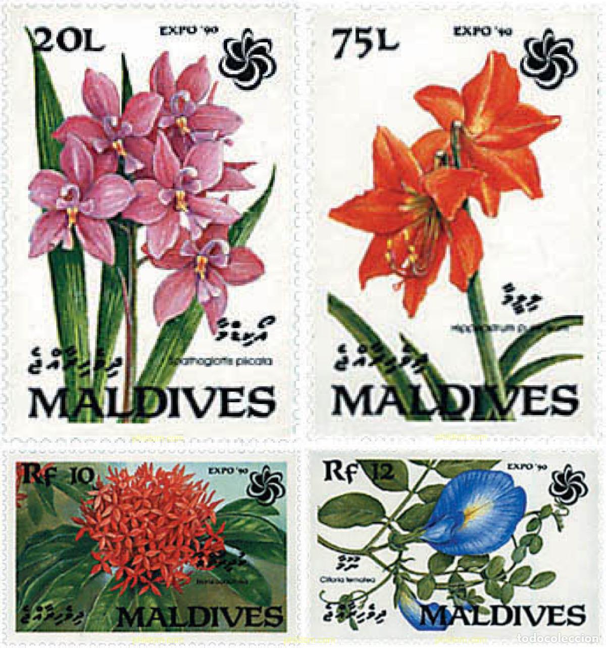 Sellos: 340656 MNH MALDIVAS 1990 EXPO 90. EXPOSICION UNIVERSAL DE JARDINES Y ESPACIOS VERDES DE OSAKA