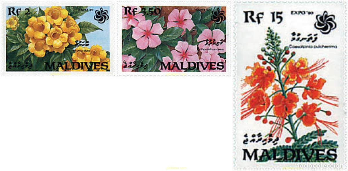 Sellos: 340666 MNH MALDIVAS 1990 EXPO 90. EXPOSICION UNIVERSAL DE JARDINES Y ESPACIOS VERDES DE OSAKA