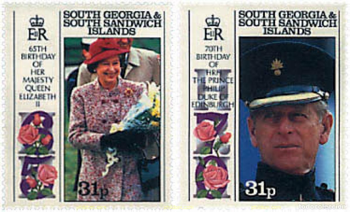 Sellos: 99629 MNH GEORGIA SUR Y SANDWICH SUR 1991 65 ANIVERSARIO DE LA REINA ISABEL II