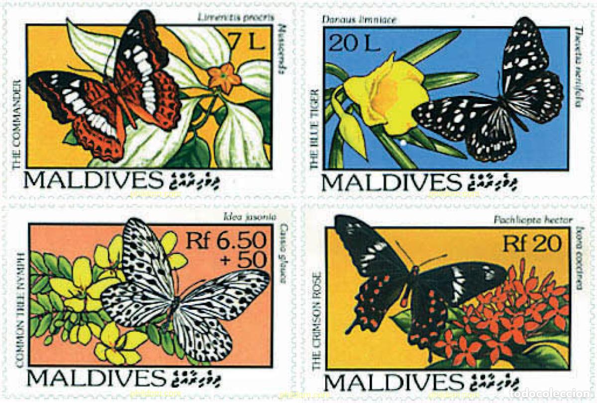 Sellos: 220945 MNH MALDIVAS 1993 FLORES Y MARIPOSAS