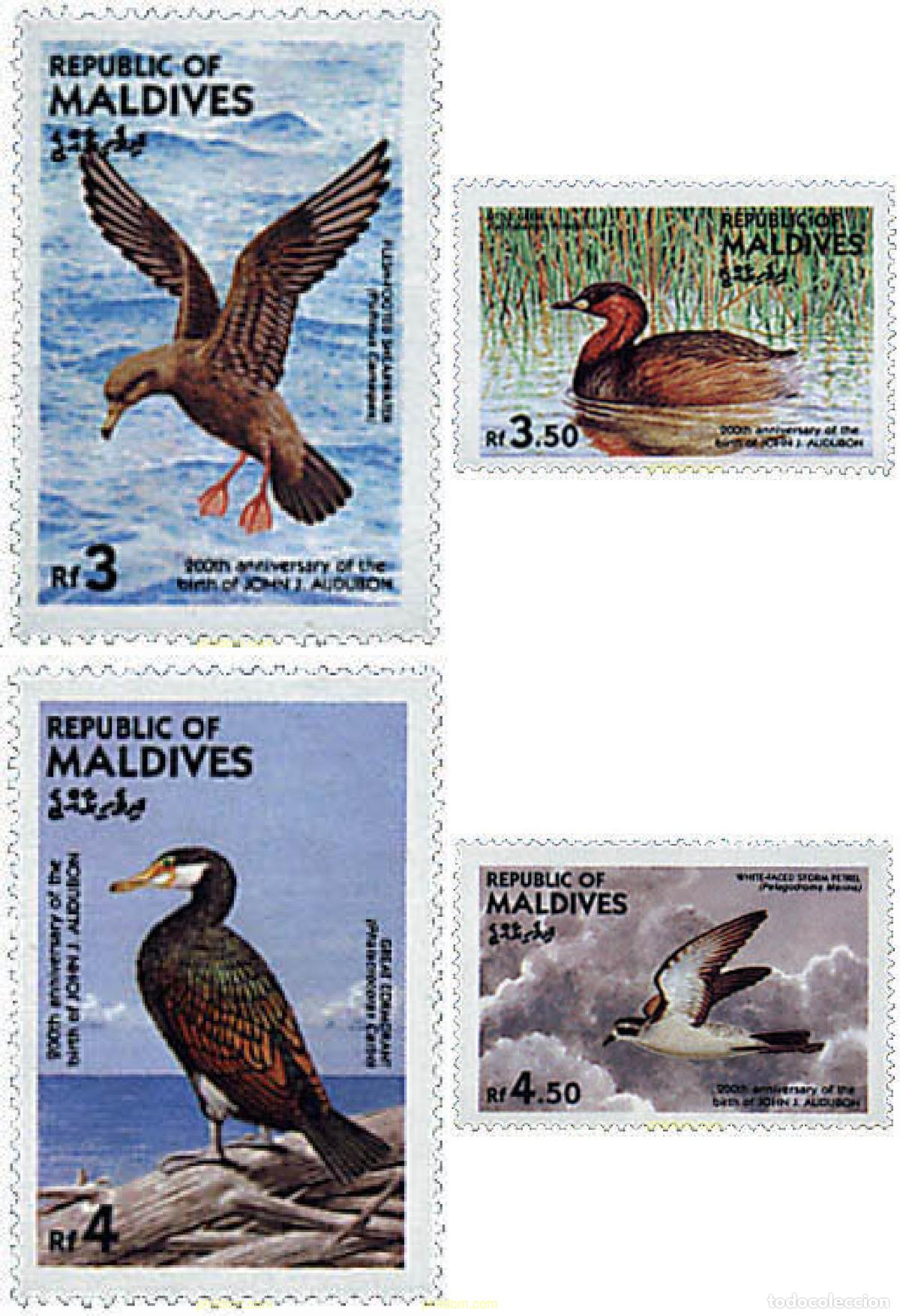 Sellos: 33919 MNH MALDIVAS 1985 BICENTENARIO DEL NACIMIENTO DEL ORNITOLOGO J.J. AUDUBON