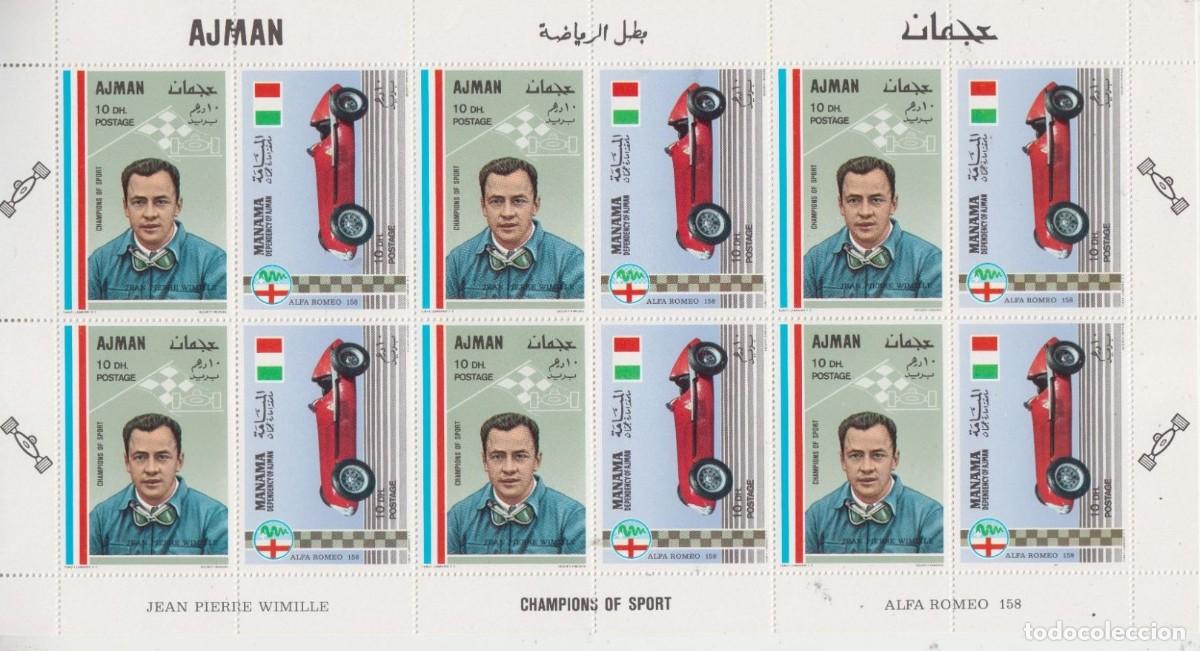 Sellos: AJMAN MANAMA 1969 SHEET MNH JEAN-PIERRE WIMILLE CAMPEONES DEL DEPORTE COCHES DE CARRERAS SPORTS