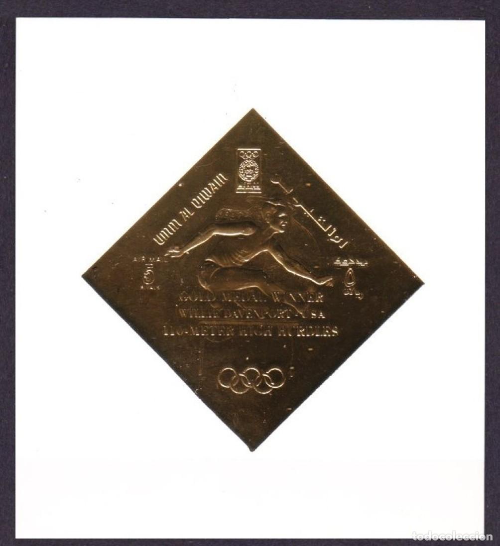 Sellos: UMM AL-QIWAIN 1968 SHEET MNH IMPERF GOLD DAVENPORT MEXICO JUEGOS OLIMPICOS OLYMPIC GAMES DEPORTES