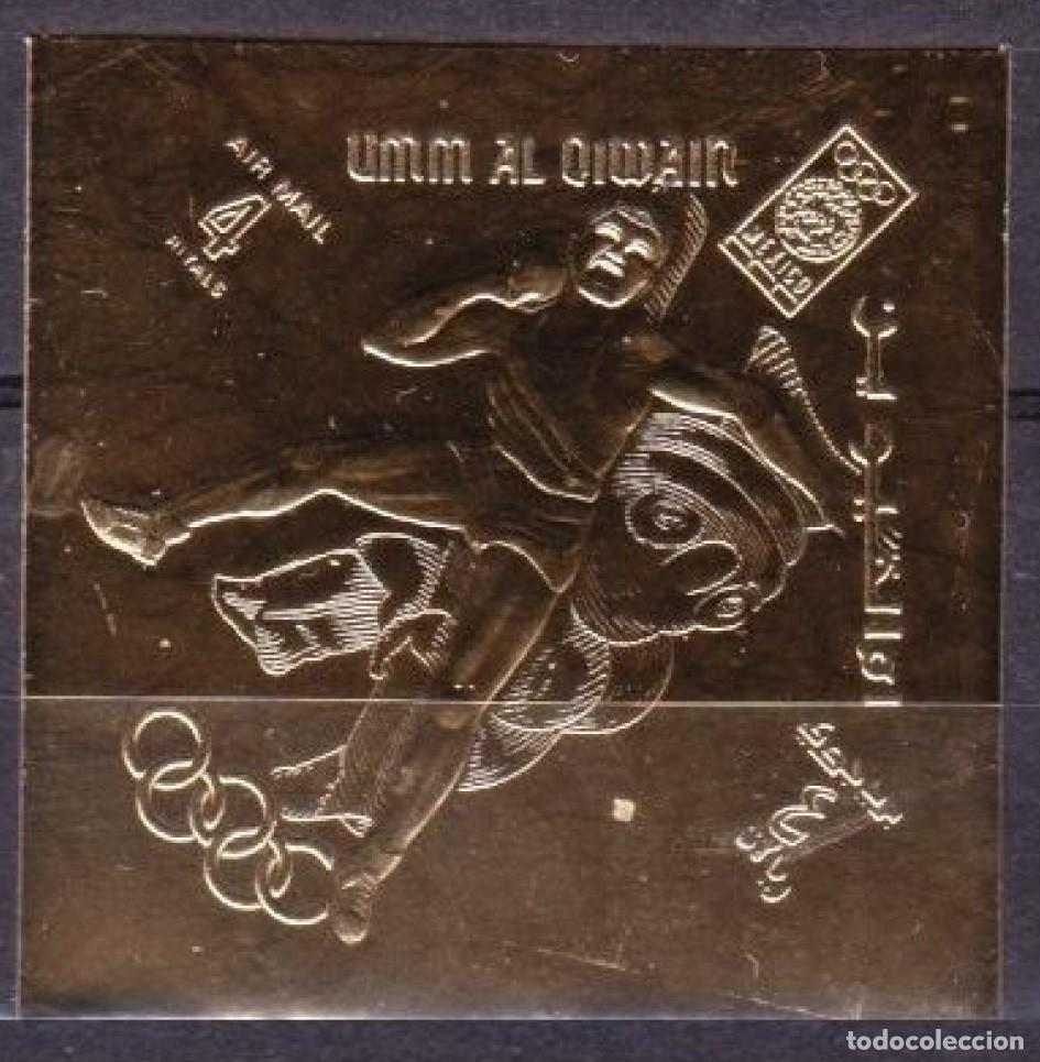 Sellos: UMM AL-QIWAIN 1968 STAMP MNH IMPERF GOLD MEXICO JUEGOS OLIMPICOS OLYMPIC GAMES DEPORTES