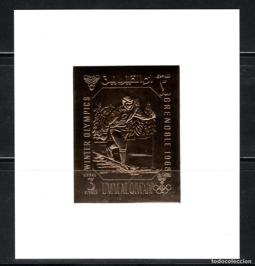 Sellos: UMM AL-QIWAIN 1968 SHEET MNH IMPERF GOLD GRENOBLE JUEGOS OLIMPICOS OLYMPIC GAMES SPORTS DEPORTES