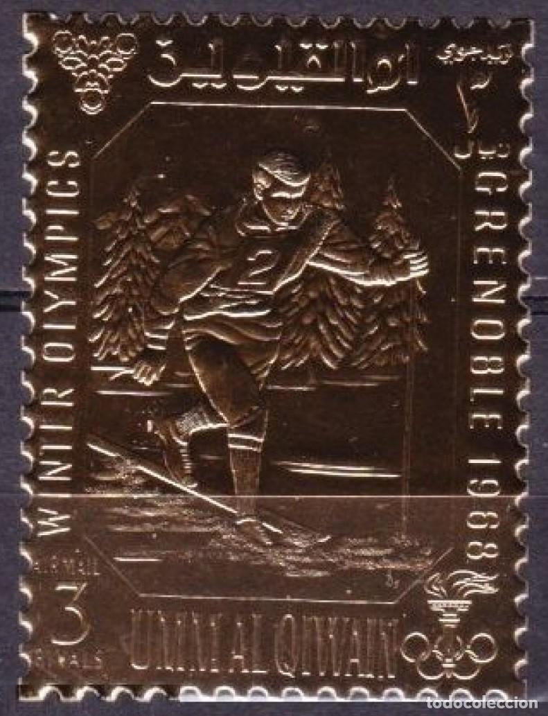 Sellos: UMM AL-QIWAIN 1968 STAMP MNH GOLD GRENOBLE JUEGOS OLIMPICOS OLYMPIC GAMES JEUX OLYMPIQUES DEPORTES