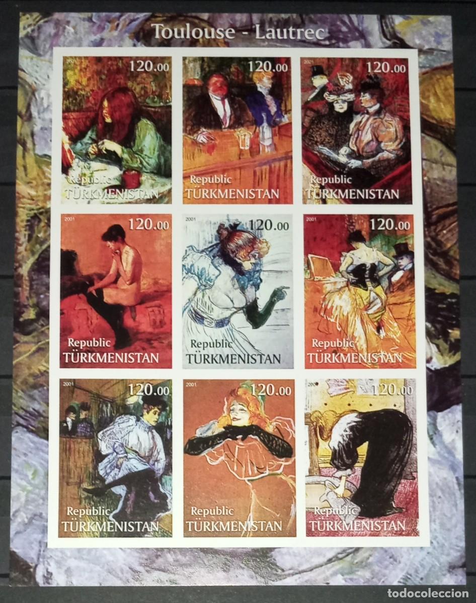 Sellos: TURKMENISTAN 2001 SHEET MNH IMPERF HENRI DE TOULOUSE LAUTREC ART PAINTINGS ARTE PINTURAS