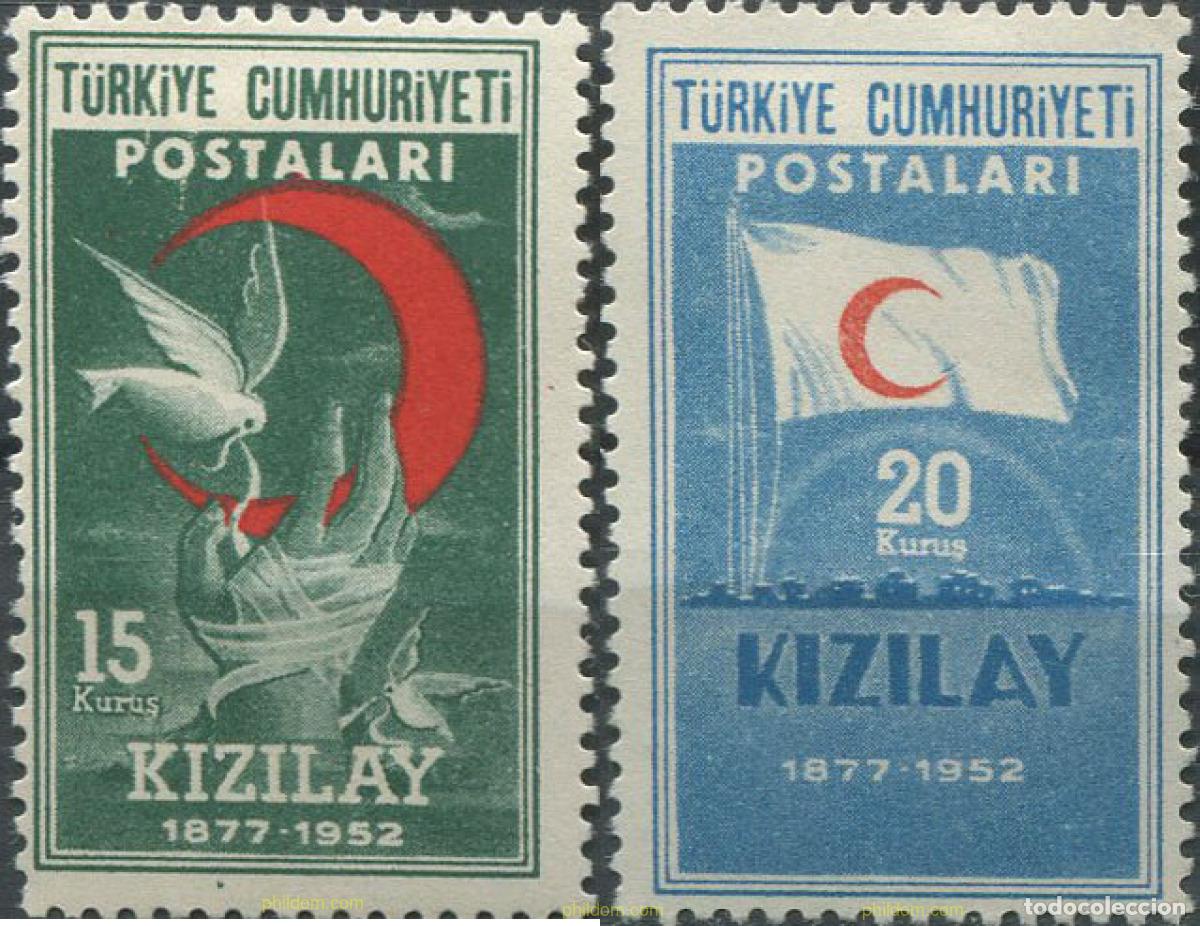 Sellos: 666675 HINGED TURQUIA 1952 75 ANIVERSARIO DE LA FUNDACION DE LA MEDIA LUNA ROJA