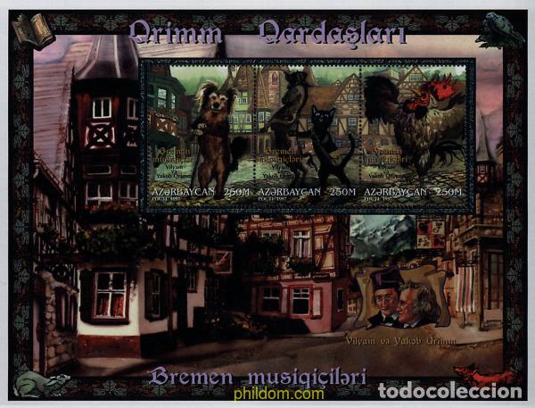 Sellos: 288423 MNH AZERBAIYAN 1997 CUENTOS DE LOS HERMANOS GRIMM. LOS MUSICOS DE BREMEN