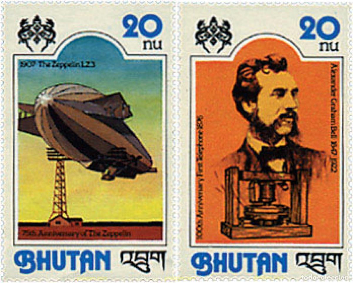 Sellos: 187762 MNH BHUTAN 1978 75 ANIVERSARIO DEL ZEPPELIN Y GRAHAM BELL