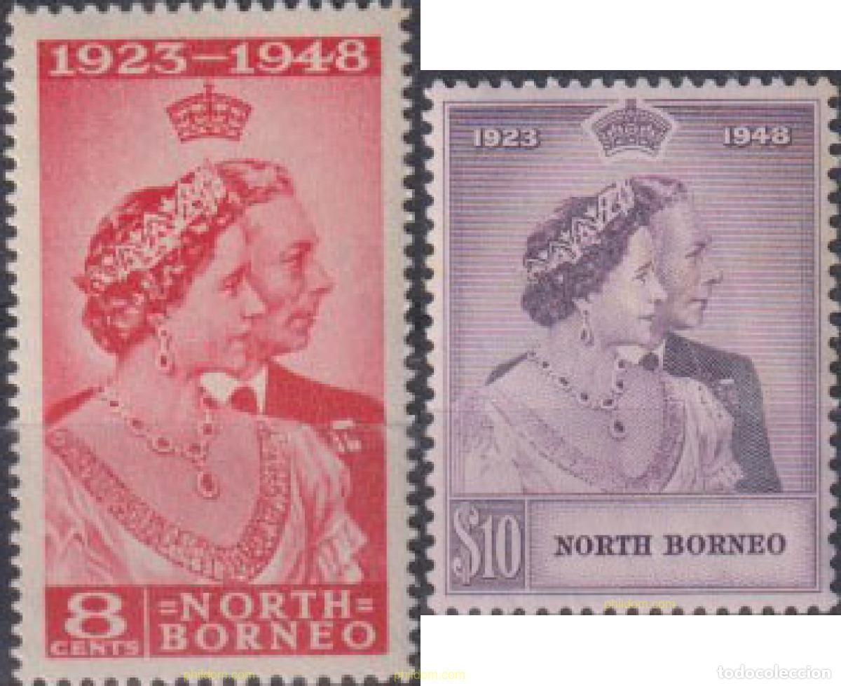 Sellos: 612430 MNH BORNEO DEL NORTE 1948 BODAS DE PLATA DEL REY JORGE VI Y LA REINA ELISABETH