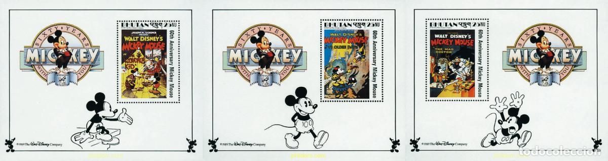 Sellos: 293072 MNH BHUTAN 1989 60 ANIVERSARIO DE MICKEY MOUSE