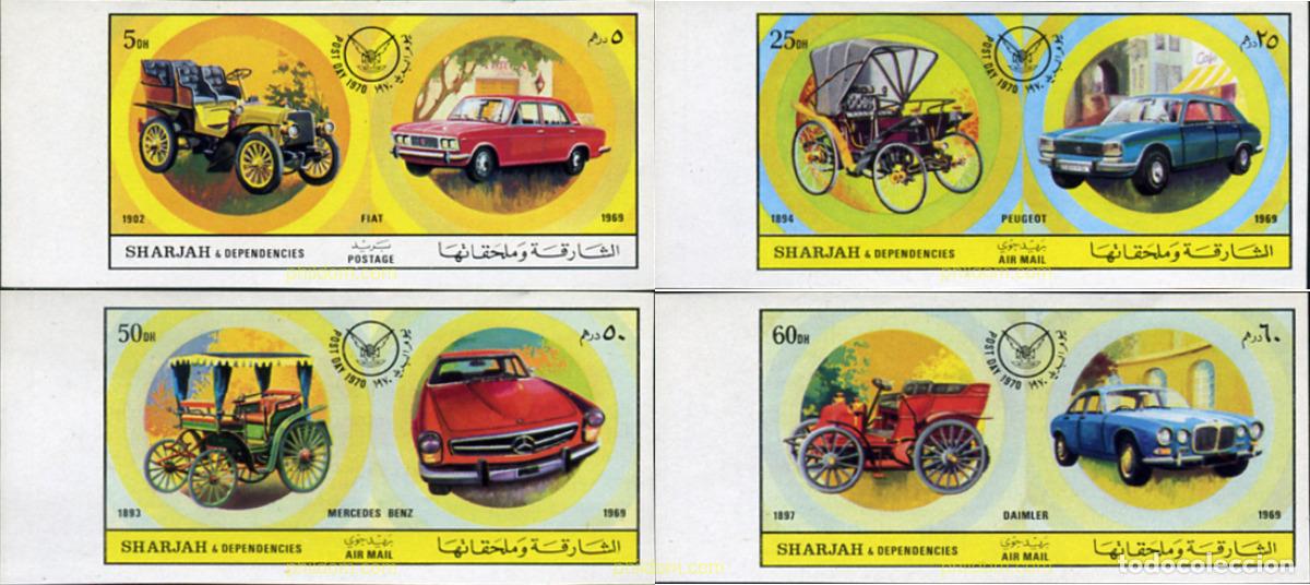 Sellos: 363134 MNH SHARJAH 1971 DIA DEL SELLO. AUTOMOVILES EUROPEOS