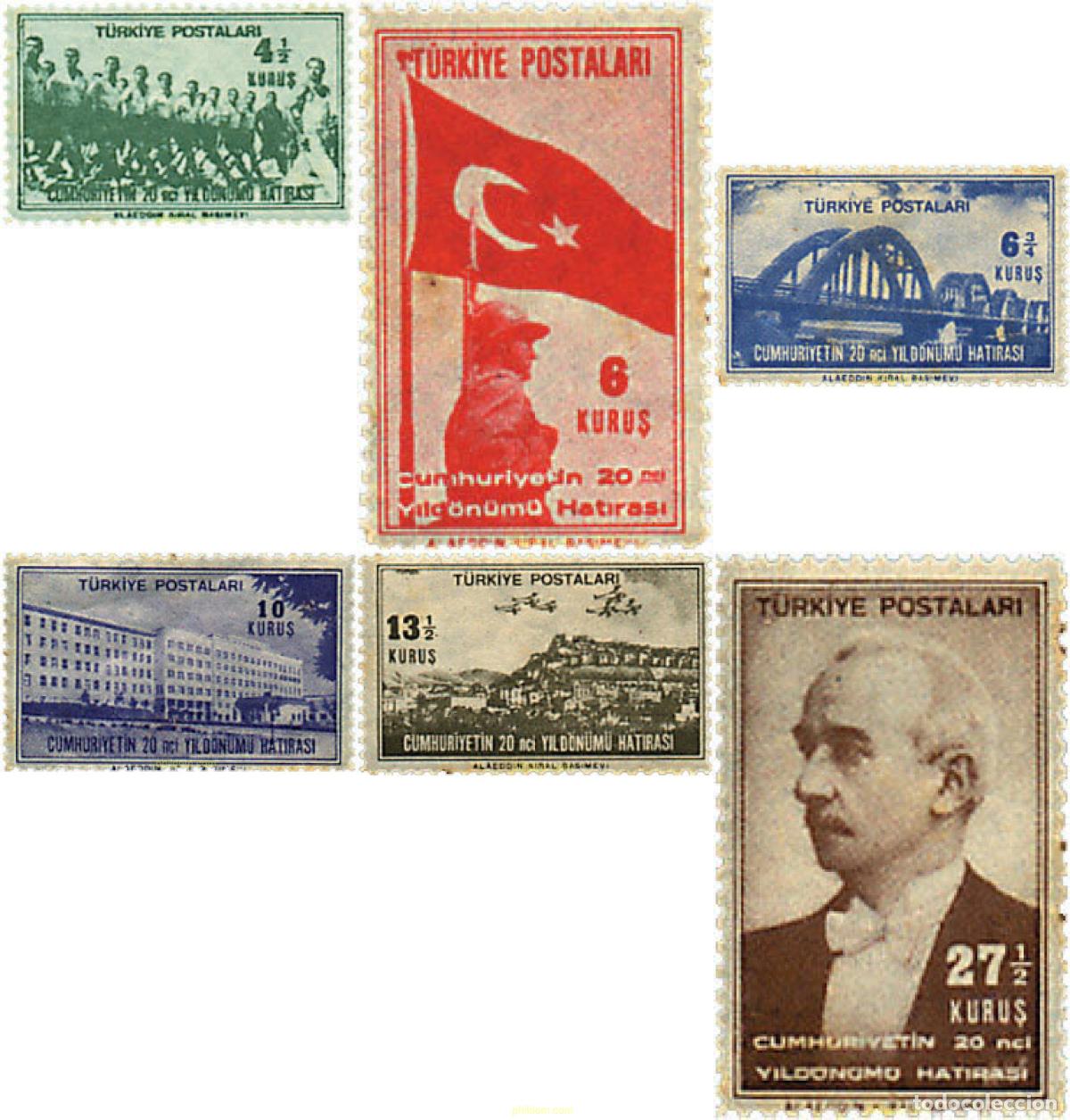 Sellos: 59331 MNH TURQUIA 1943 20 ANIVERSARIO DE LA REPUBLICA