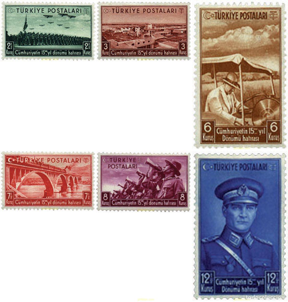 Sellos: 650434 HINGED TURQUIA 1938 15 ANIVERSARIO DE LA REPUBLICA