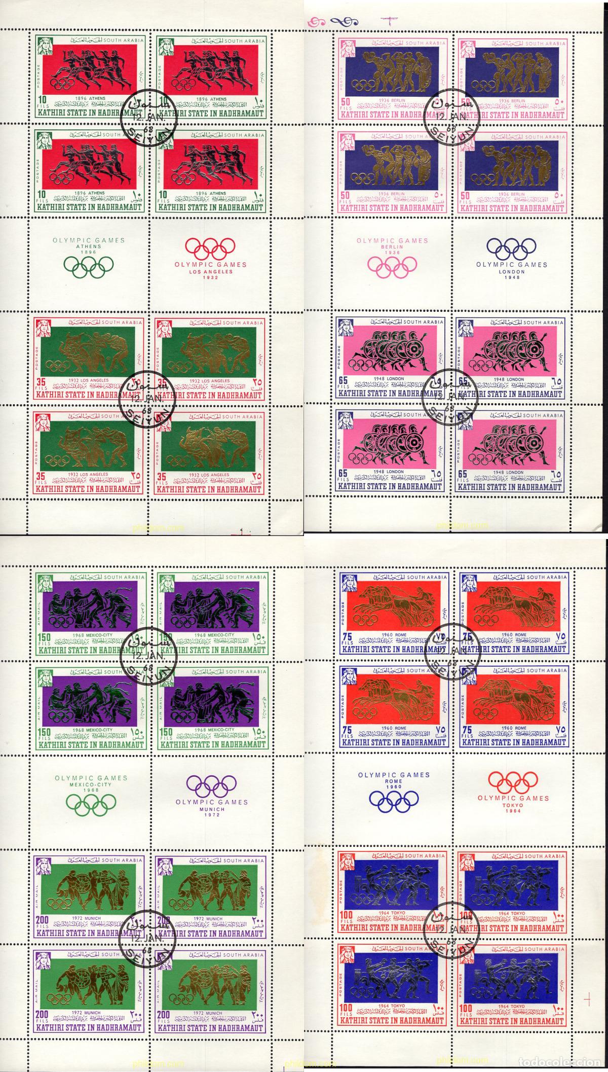 Sellos: 665556 MNH KATHIRI. Estado de Hadhramaut 1967 19 JUEGOS OLIMPICOS VERANO MEXICO 1968