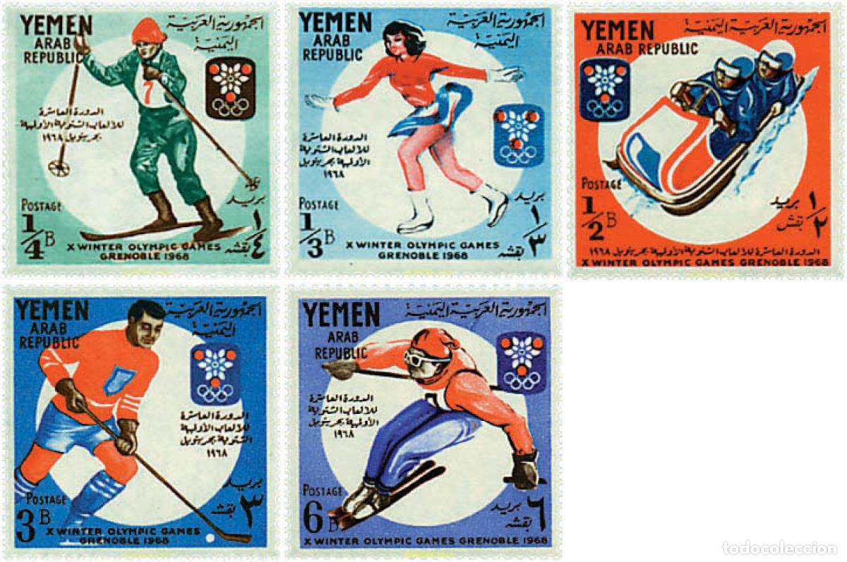 Sellos: 71172 MNH YEMEN. Rep&uacute;blica &aacute;rabe 1967 10 JUEGOS OLIMPICOS INVIERNO GRENOBLE 1968
