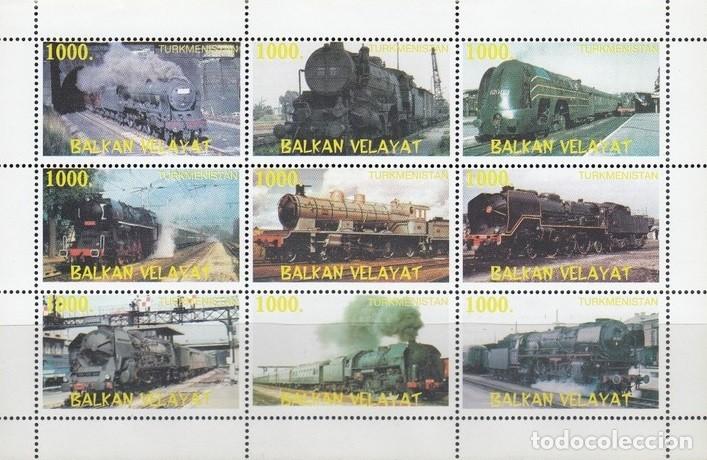 Sellos: TURKMENISTAN 1998 SHEET MNH TRENES A VAPOR STEAM TRAINS ZUGE LOCOMOTORAS LOCOMOTIVES LOKOMOTIVEN