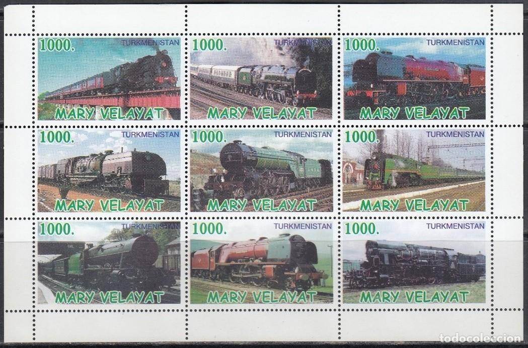 Sellos: TURKMENISTAN 1998 SHEET MNH TRENES A VAPOR STEAM TRAINS ZUGE LOCOMOTORAS LOCOMOTIVES LOKOMOTIVEN