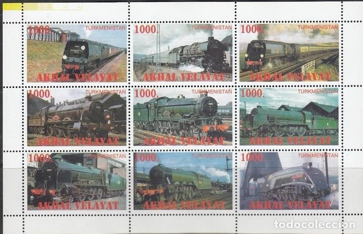 Sellos: TURKMENISTAN 1998 SHEET MNH TRENES A VAPOR STEAM TRAINS ZUGE LOCOMOTORAS LOCOMOTIVES LOKOMOTIVEN