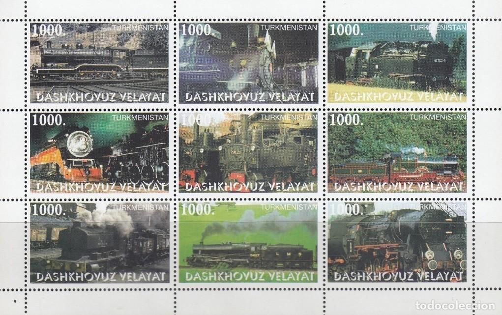 Sellos: TURKMENISTAN 1998 SHEET MNH TRENES A VAPOR STEAM TRAINS ZUGE LOCOMOTORAS LOCOMOTIVES LOKOMOTIVEN