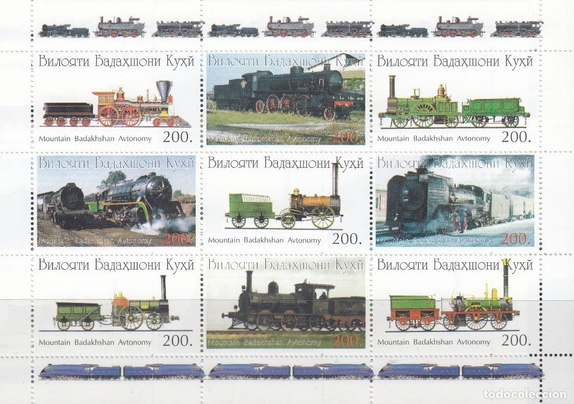 Sellos: TAJIKISTAN 1998 SHEET MNH TRENES A VAPOR STEAM TRAINS LOCOMOTORAS LOCOMOTIVES LOKOMOTIVEN ZUGE