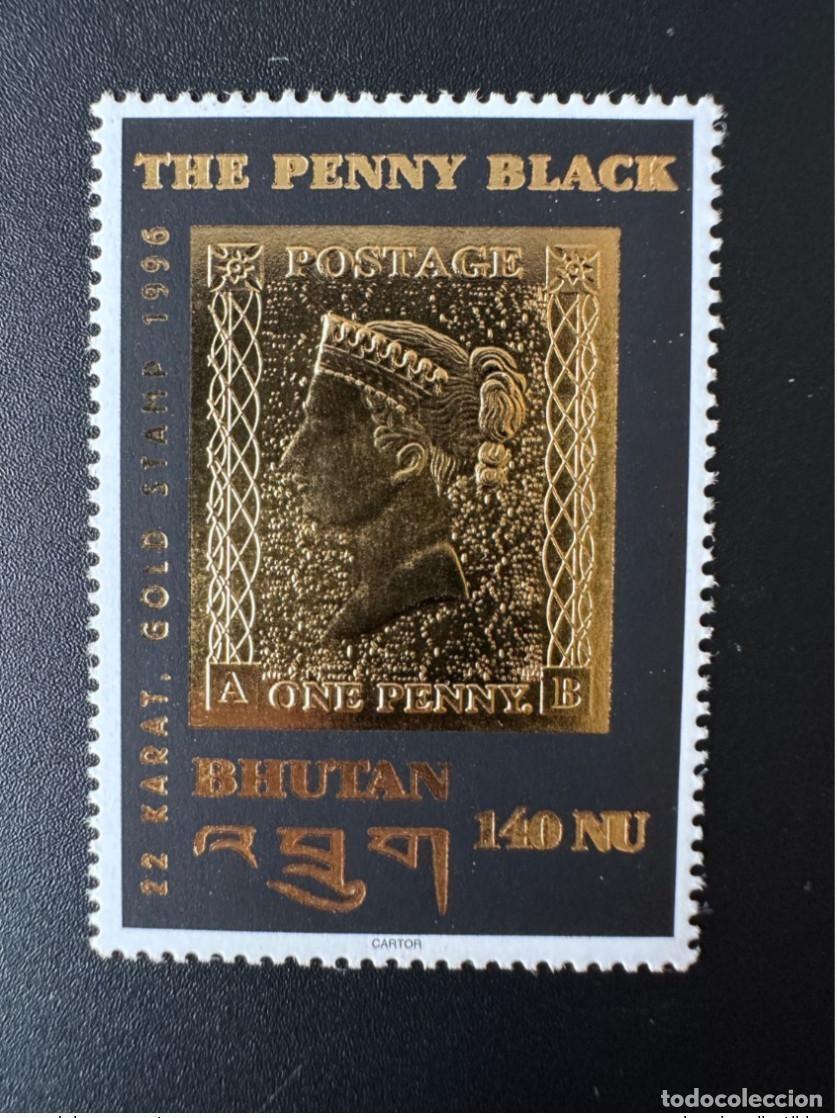 Sellos: But&aacute;n 1996 Mi. 1632 The Penny Black 22 quilates Primer sello sobre dorado