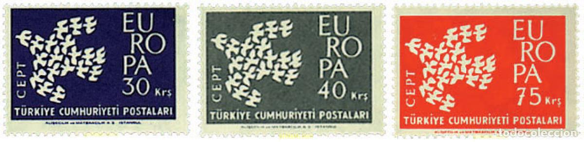 Sellos: 62065 MNH TURQUIA 1961 EUROPA CEPT. PALOMA