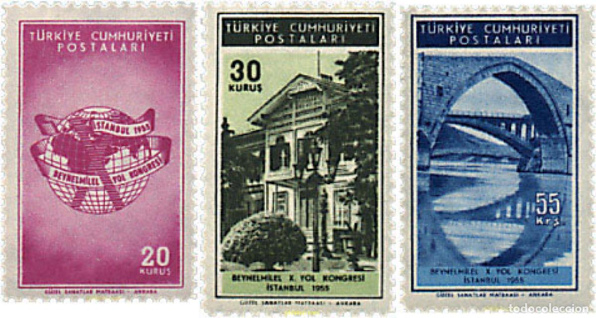 Sellos: 299624 HINGED TURQUIA 1955 10 CONGRESO INTERNACIONAL DE VIAS DE TRANSPORTE TERRESTRE