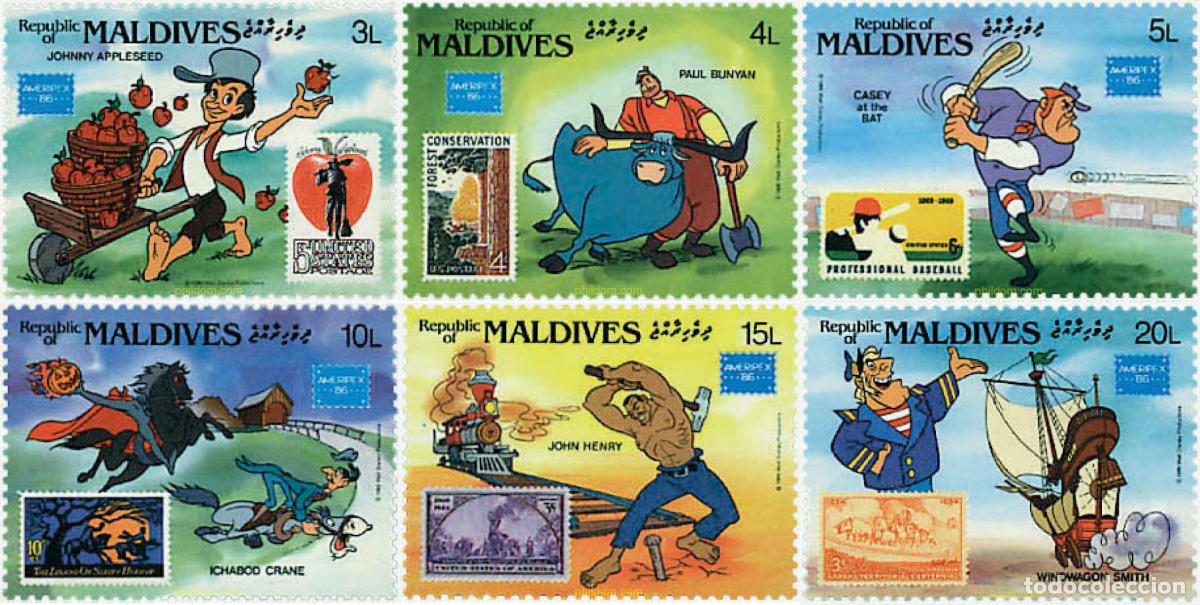 Sellos: 583948 MNH MALDIVAS 1986 AMERIPEX 86. EXPOSICION FILATELICA INTERNACIONAL