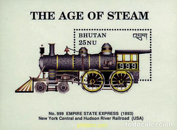 Sellos: 257289 MNH BHUTAN 1990 LOCOMOTORAS DE VAPOR