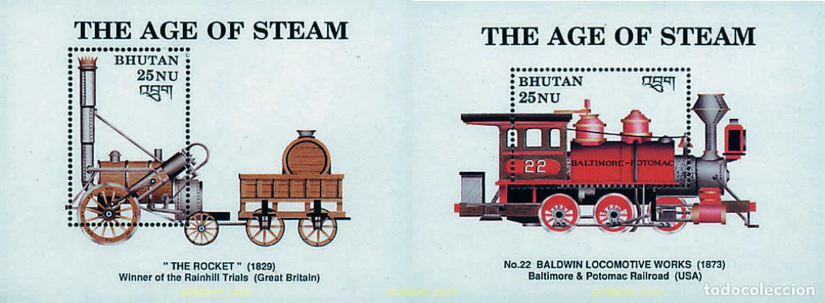 Sellos: 293087 MNH BHUTAN 1990 LOCOMOTORAS DE VAPOR