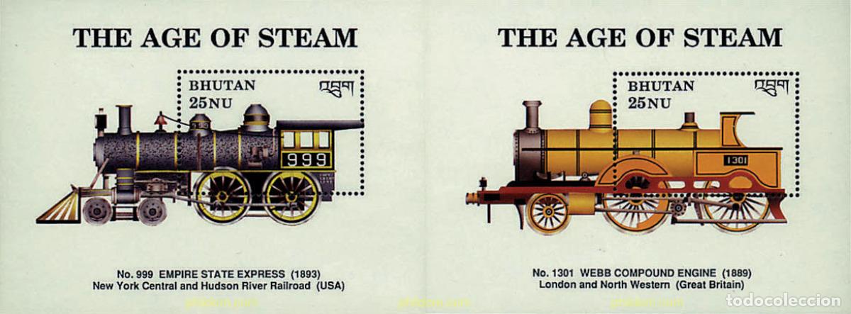Sellos: 293102 MNH BHUTAN 1990 LOCOMOTORAS DE VAPOR