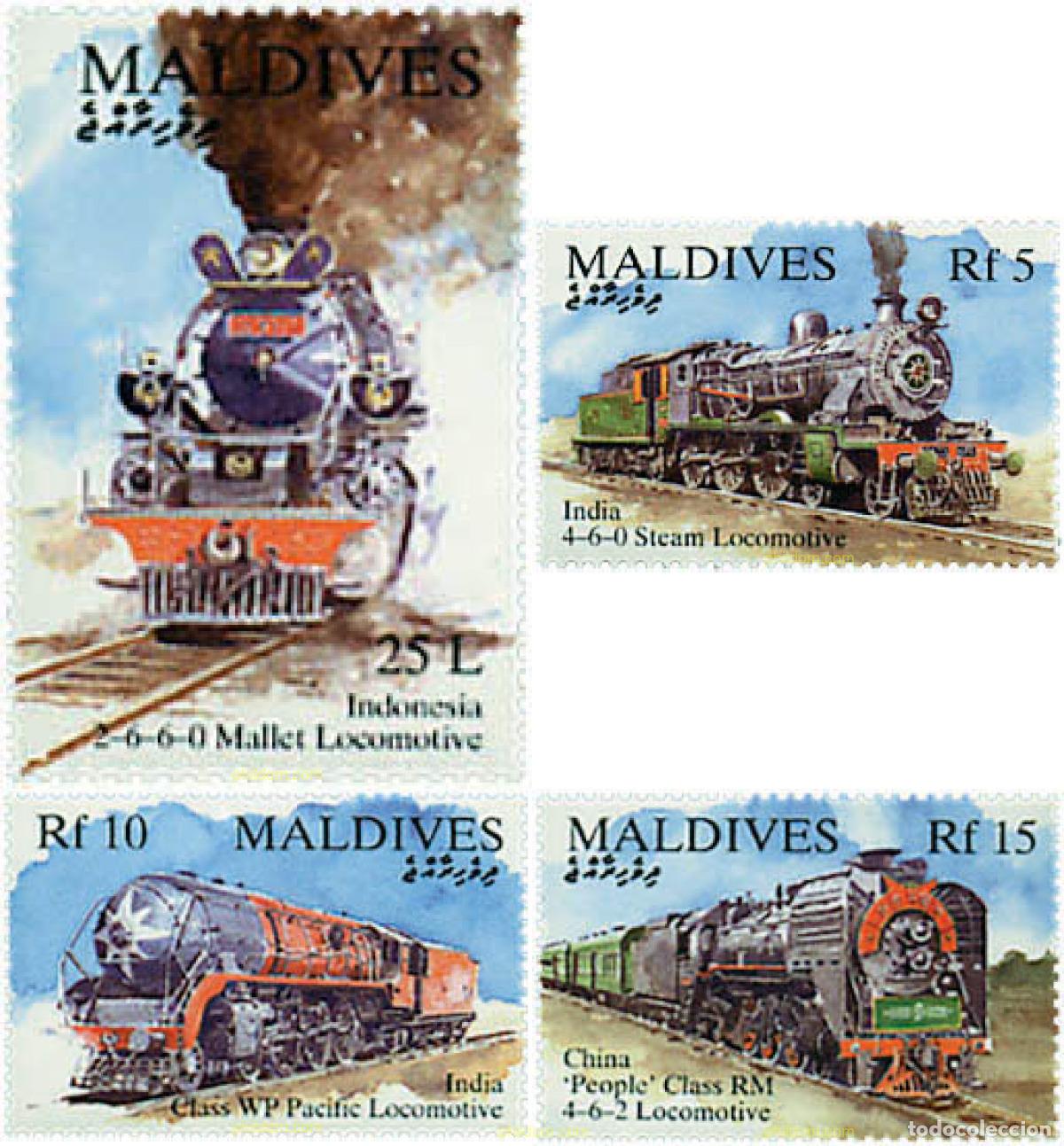 Sellos: 340885 MNH MALDIVAS 1994 TRENES DE ASIA