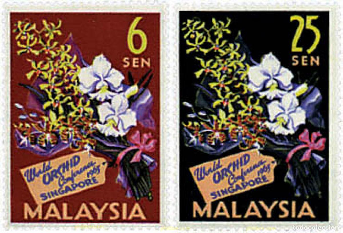 Sellos: 91972 MNH MALASIA 1963 4 CONFERENCIA MUNDIAL DE LA ORQUIDEA EN SINGAPUR
