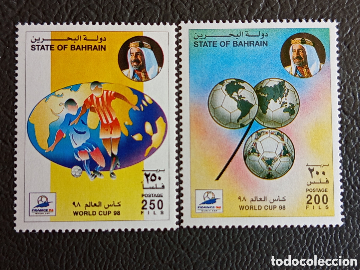 Sellos: Pareja Sellos Bahrein 1998 Mundial Futbol Francia 98 Cat Michel 608-609 Nuevo